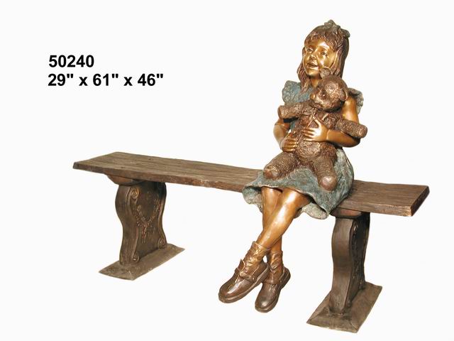 Girl on a Bench with Her Doll - Click Image to Close